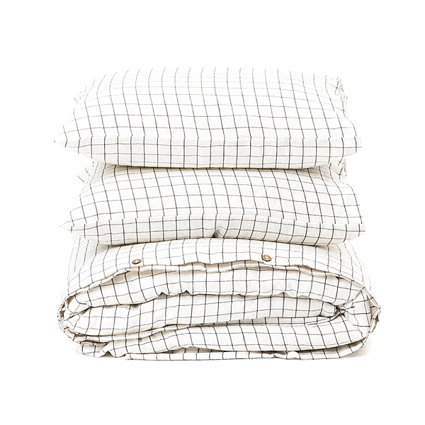 深灰色网格羽绒被套套装