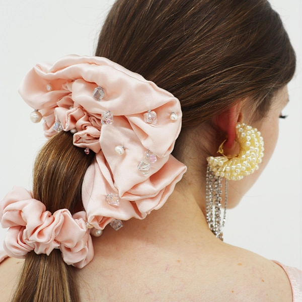 Lydia 装饰小号真丝发圈 2 件套 